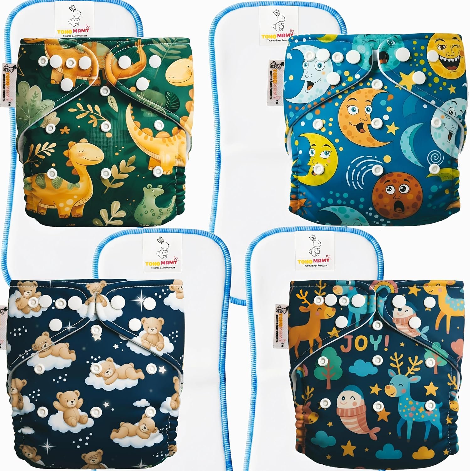 TOKOMAMY Cloth Diaper – Assorted Prints Set A (Pack of 4)