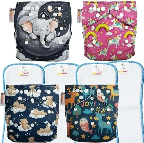 TOKOMAMY Cloth Diaper – Assorted Prints Set B (Pack of 4)