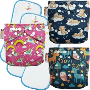 TOKOMAMY Cloth Diaper Pack of 3 – Unicorn, Reindeer & Teddy