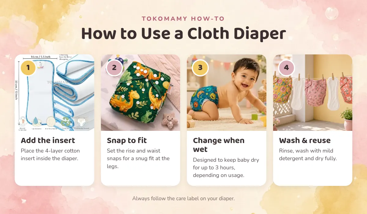How to use a cloth diaper in 4 steps